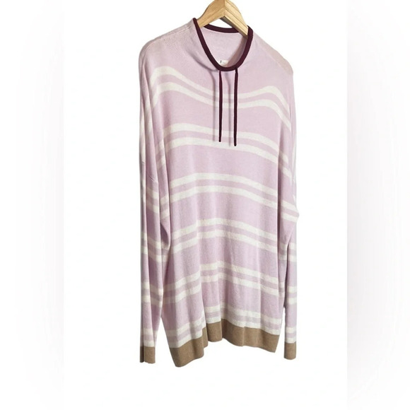 NWOT Lou & Grey | Tie Funnel Neck Sweater Striped Pullover Thin - Picture 6 of 10